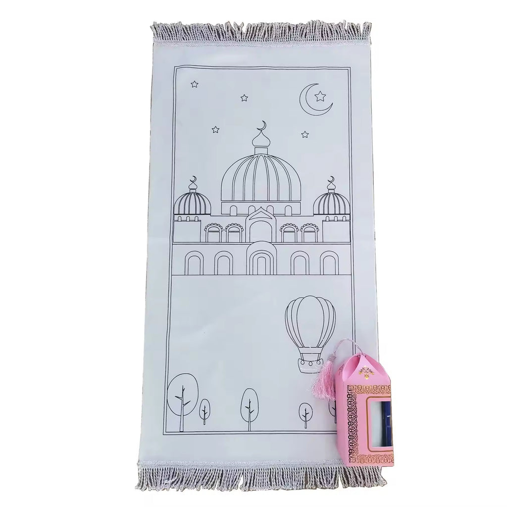 Children Draw Painting Coloring Prayer Mat With Crayons and Gift Boxes Prayer Mat Gift Set