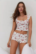 Women's Knitted Jacquard Strawberry Print Set